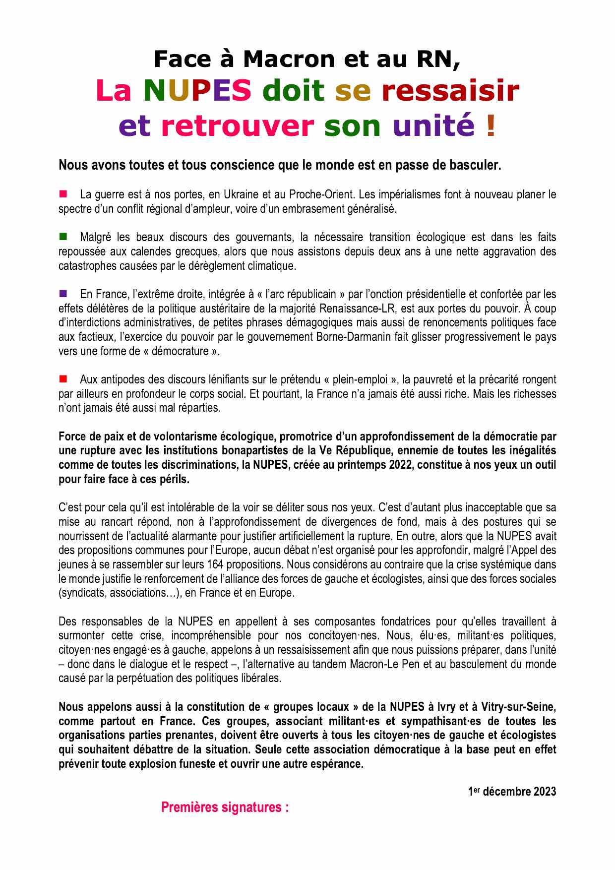 Appel sur Ivry Vitry